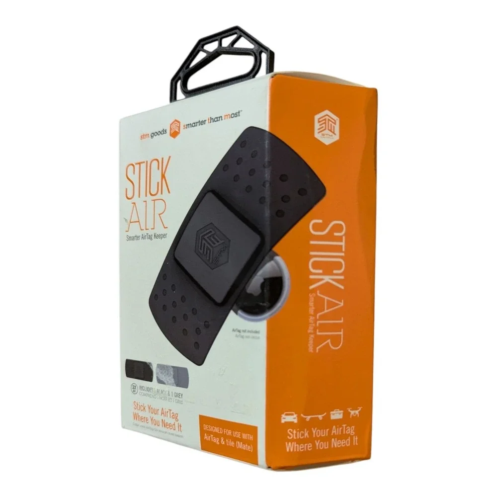 E2. Stick Air Smarter AirTag Keepers - Solid Tag Case Hidden Adhesive Black/Gray